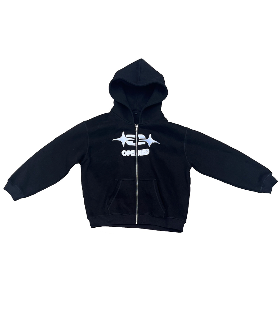 BLACK ZIP-UP HOODIE